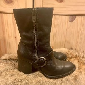 Born Black Heeled Boots with Buckle